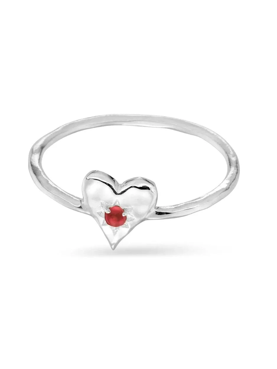 Love Heart Garnet Ring