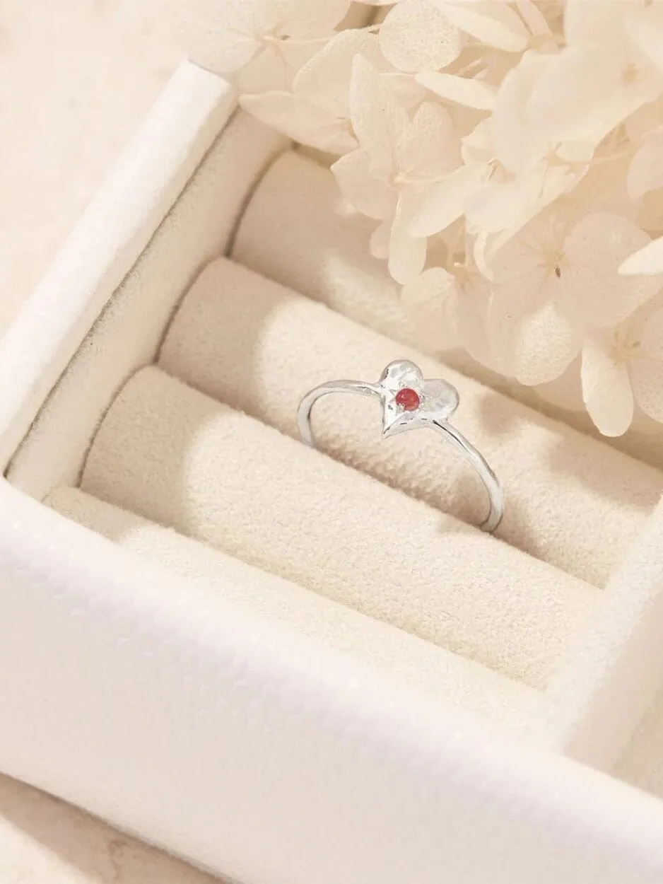 Love Heart Garnet Ring