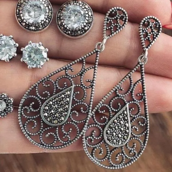 Milgrain Tear Drop Earrings