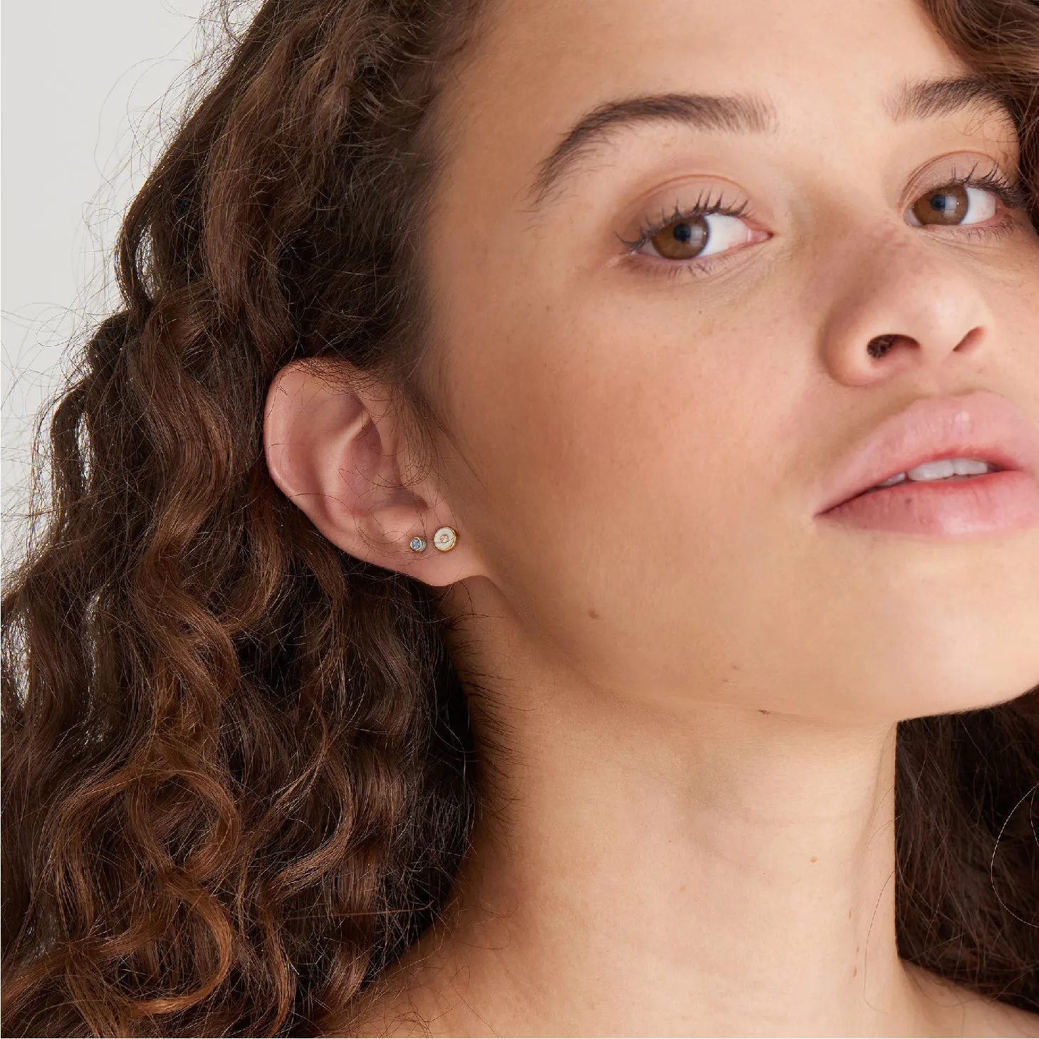 Optic White Enamel Disc Gold Stud Earrings