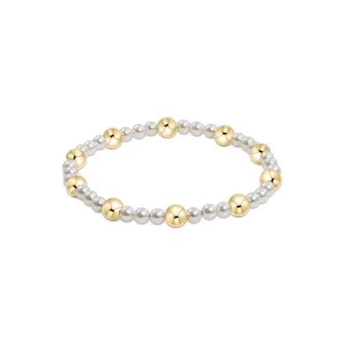 pearl sincerity pattern 4mm bead bracelet 6mm gold