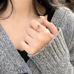 Personalized Inlaid Natural Stone Color Gemstone Ring For Women