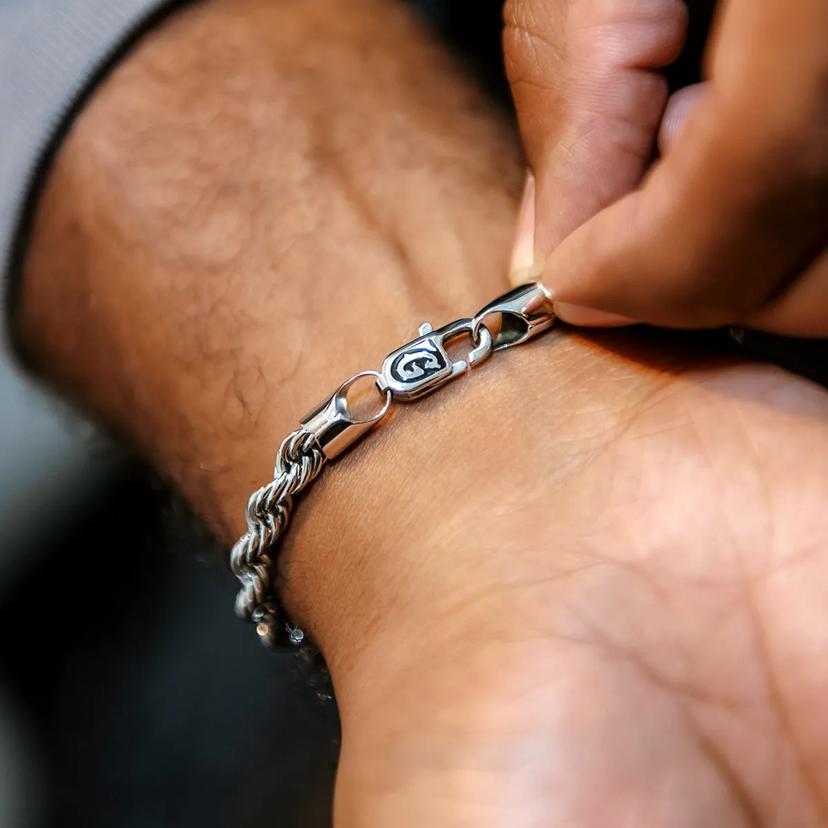 Rope Chain   Bracelet Bundle in White Gold- 6mm