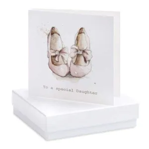 Special Daughter Party Shoes Silver Earring On Designer Card by Crumble and Core