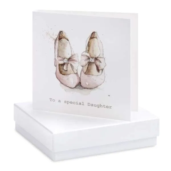 Special Daughter Party Shoes Silver Earring On Designer Card by Crumble and Core