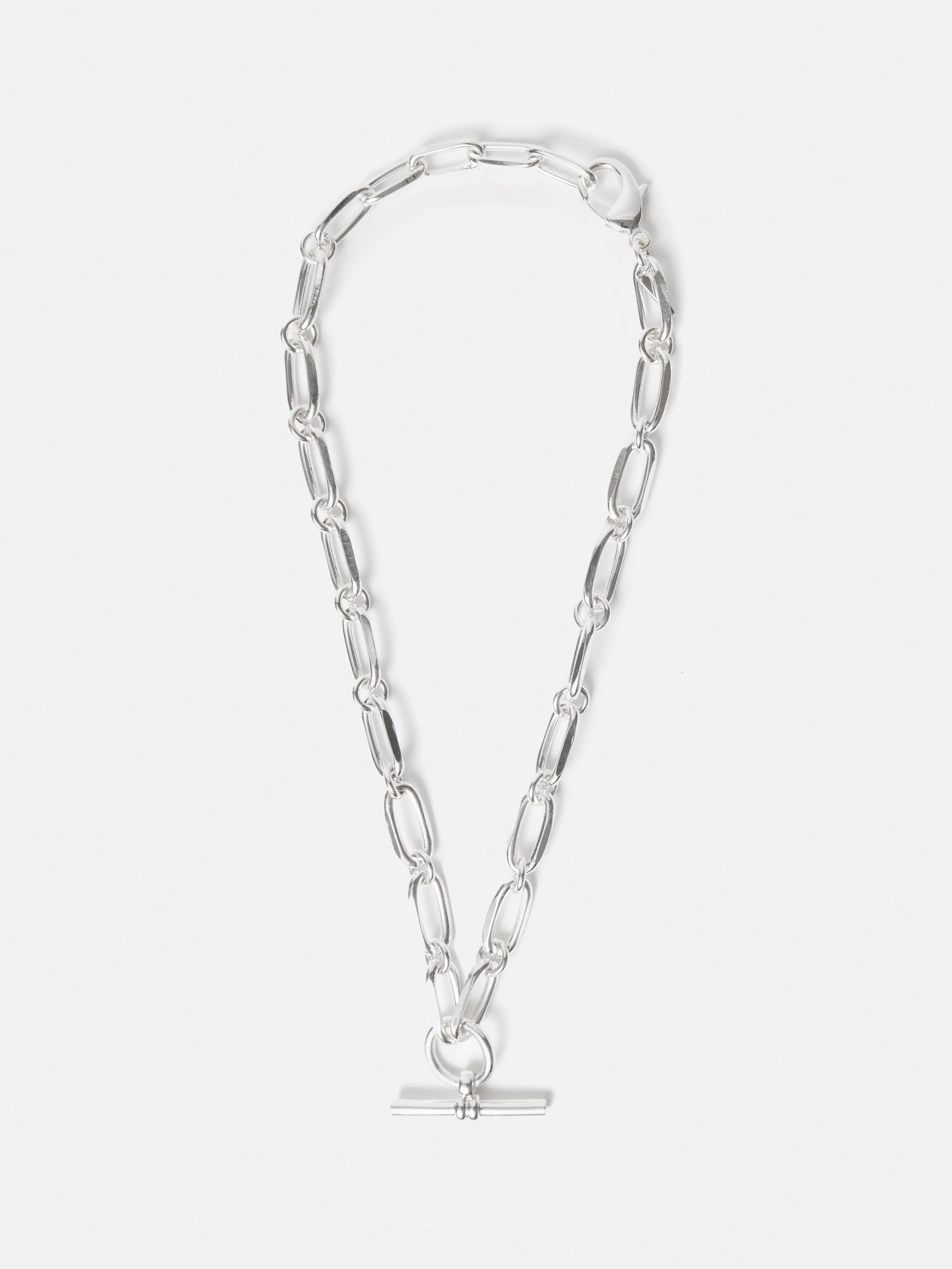 Trombone Link Chain Necklace | Silver