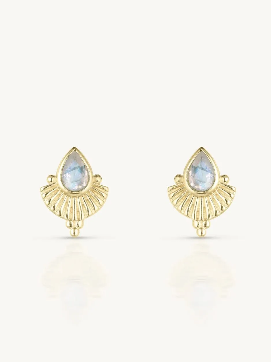 Venus Moonstone Gold Earrings