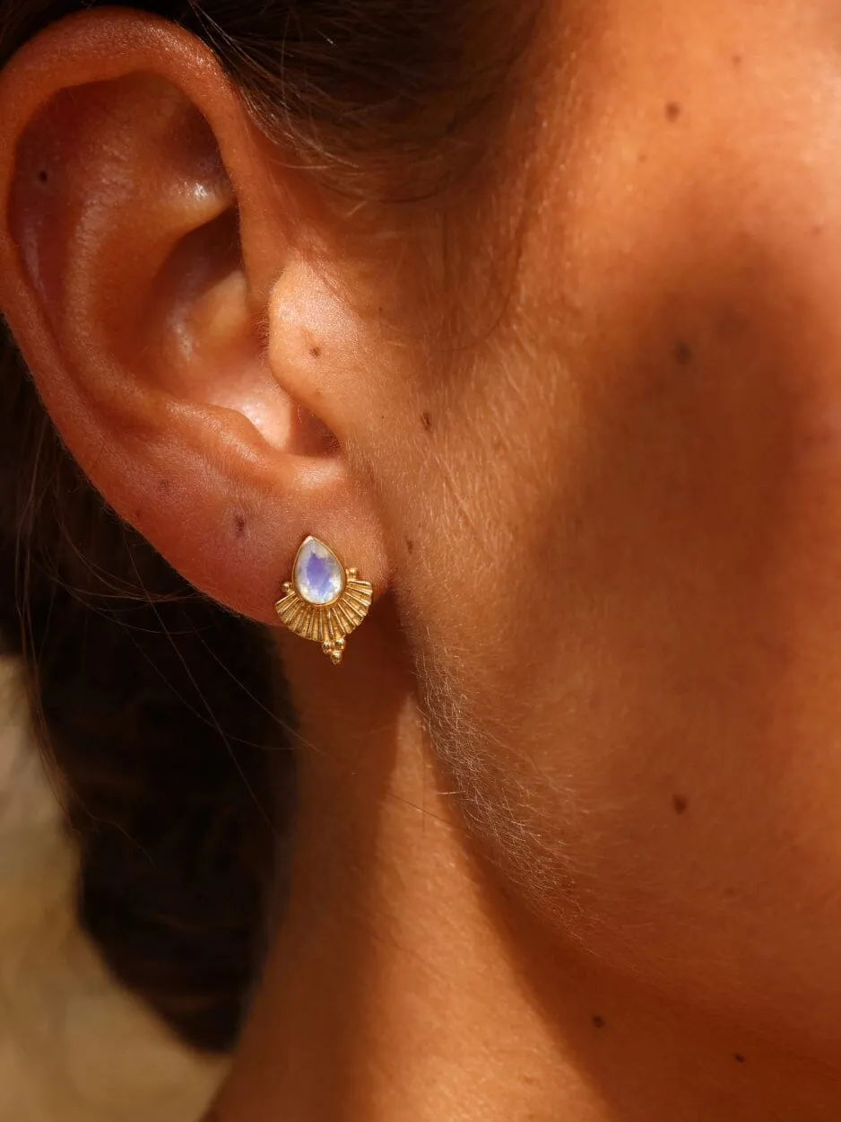 Venus Moonstone Gold Earrings