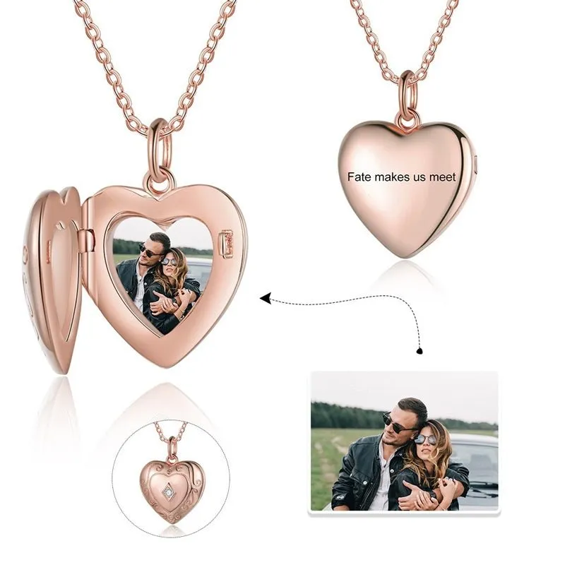 Vitage S925 Silver Necklace with Custom Photo & Engraving